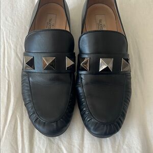 Valentino Black Flats with Pyramid Studs